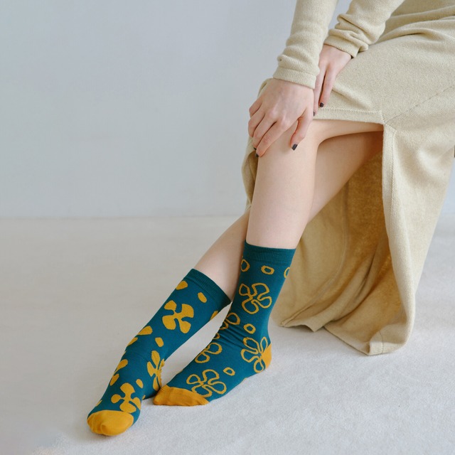 【2nd PALETTE】アート クルーソックス〈 fill_fall 〉｜ 日本製