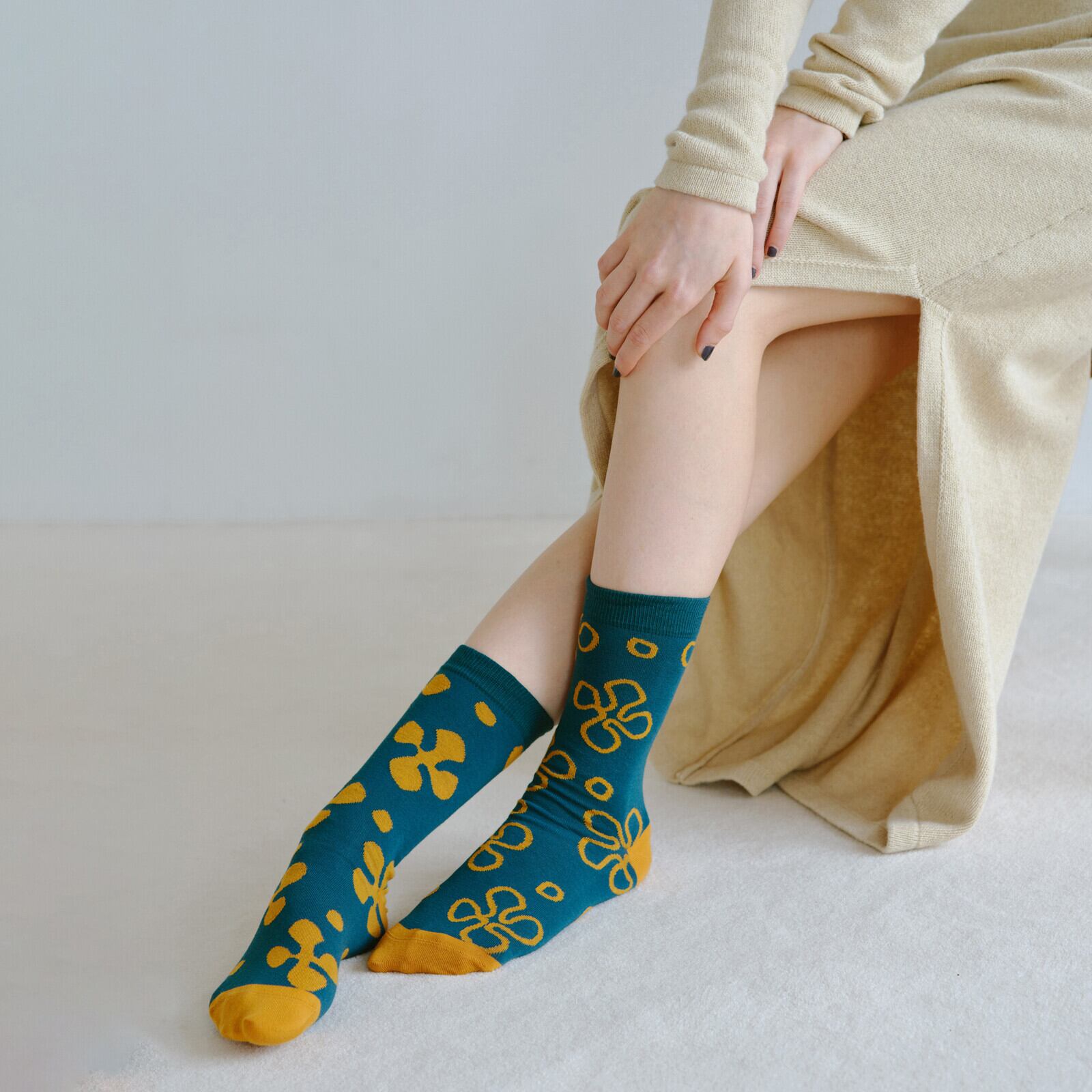 【2nd PALETTE】アート クルーソックス〈 fill_fall 〉| 日本製