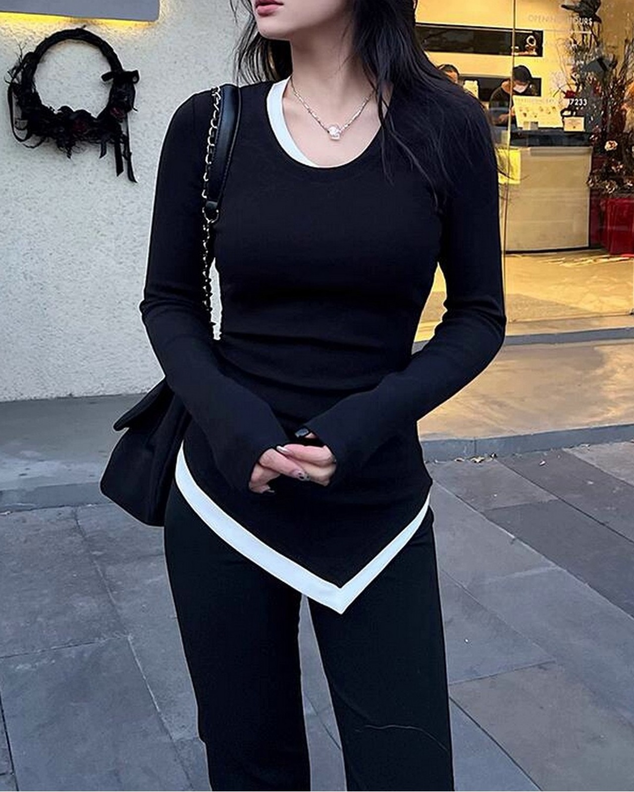 アシンメトリーロングスリーブTシャツ 2color A0258 - 10