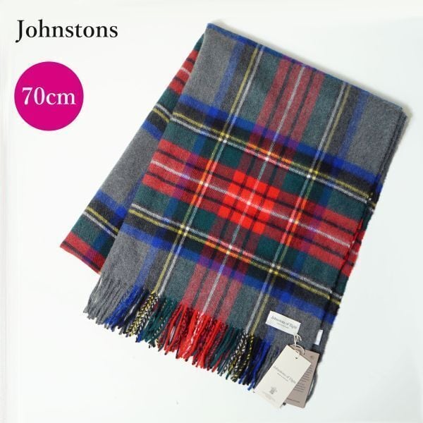 新品未使用 正規品 Johnstons ジョンストンズ カシミヤ 大判 ストール with Grey Ground グレースチュワート カシミア 100% 240227-25