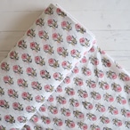 ブロックプリント生地【50cm単位】インド綿 小花柄 白×ピンク×カーキ #56810-WT1