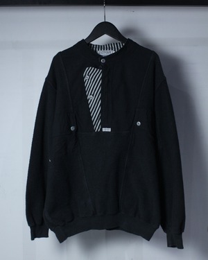 【Caka BLACK】Special Swiching Design Vintage Loose Pullover