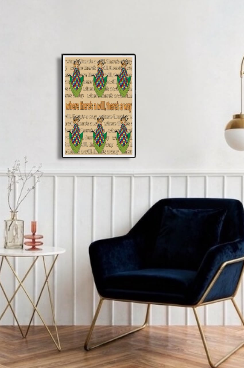 DHD(M)014【フレーム付きインテリアポスターA3　とうもろこしⅢ】