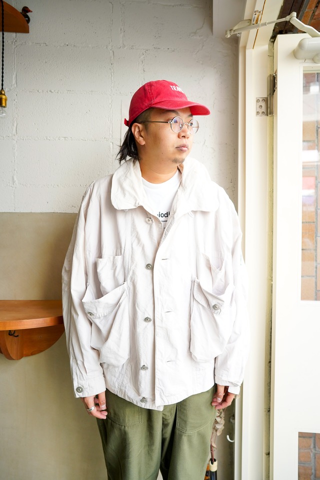 【1980s】"Made in Italy" White Cotton Nylon Sports JKT / 6-341