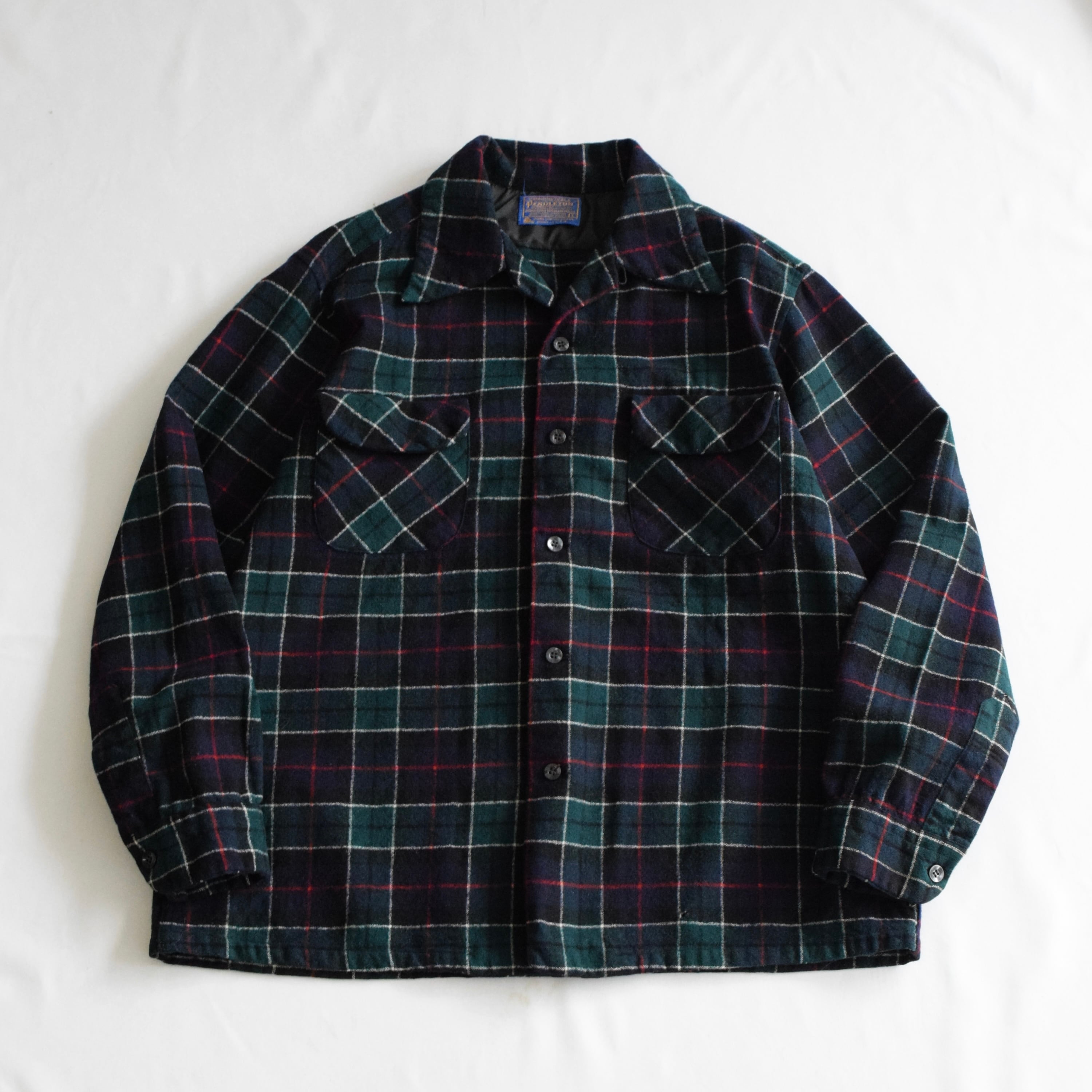 70's USA製 Pendleton ウールボードシャツ メンズL グリーン ペン