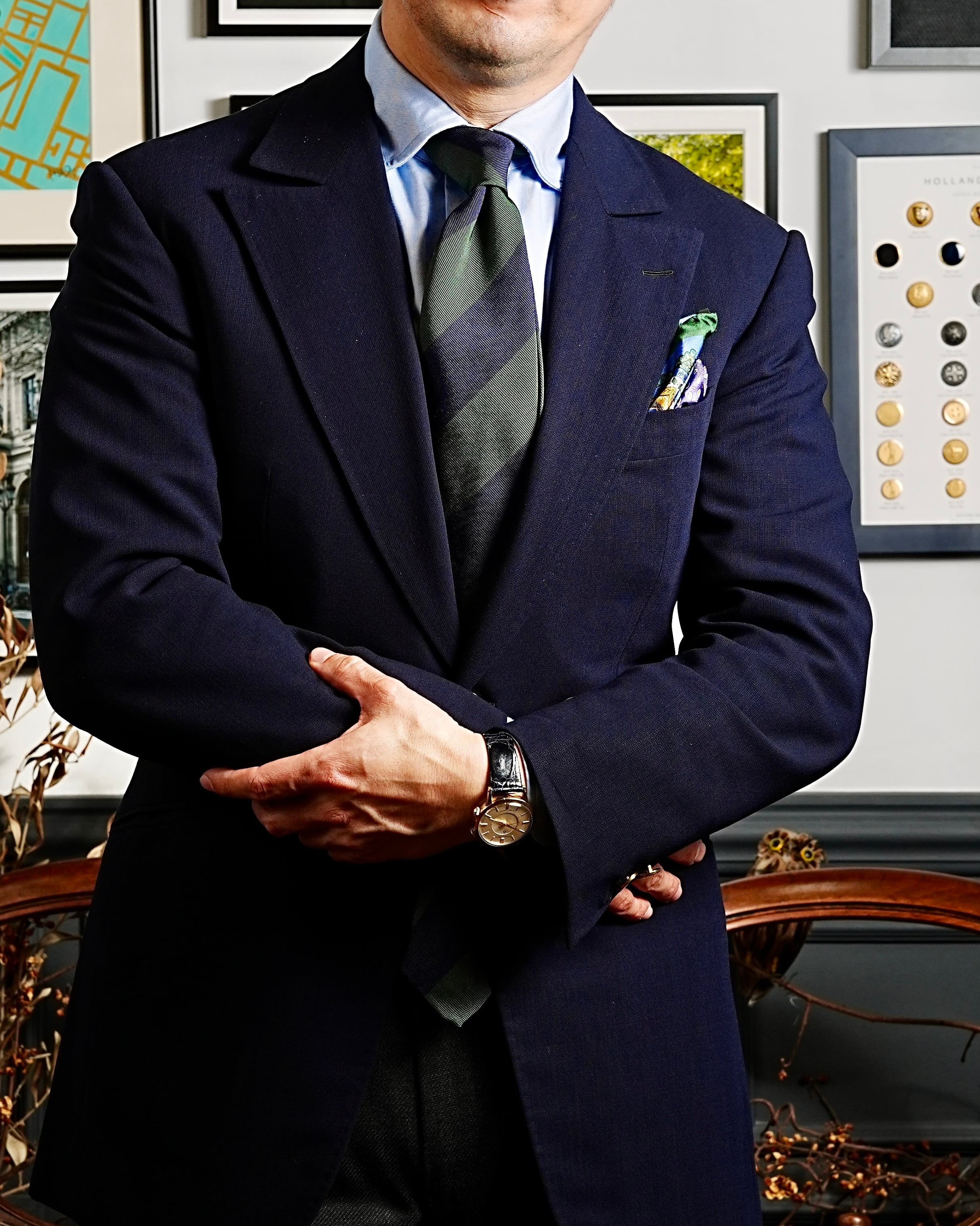 Regimental tie Green and Navy