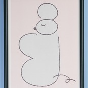 < しまむらひかり > リソグラフ作品(額付き)「ねずみのぬいぐるみ」