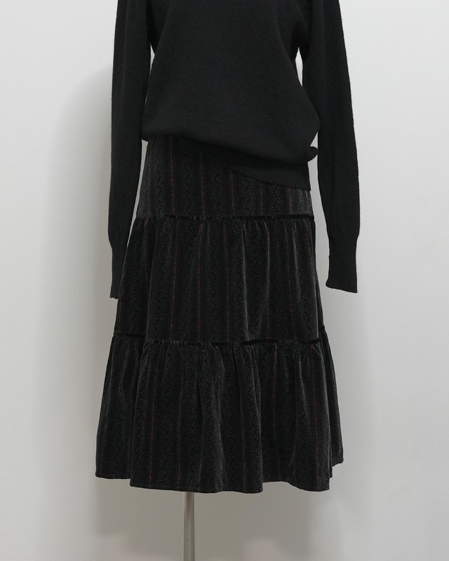 velour shirring skirt / euro vintage(80s)