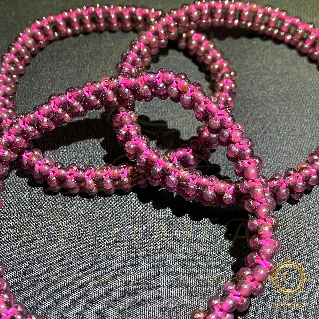 ガーネット 3mm 小粒 編み ブレスレット 天然石 編込 ガーネット 3mm 小粒 編み ブレスレット 天然石 編込