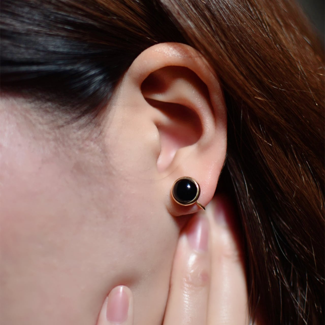 macaron オニキスイヤリング gold plating K18(SV925) | Kumiko Taya jewelry powered by BASE