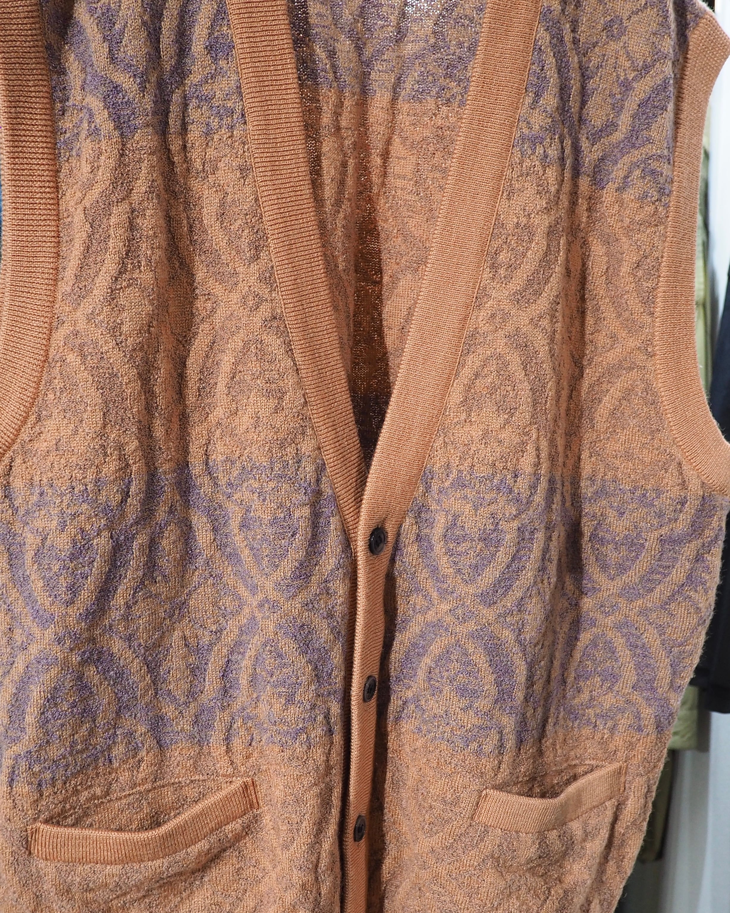 1990s Bewitching Damask pattern Weaving vintage Knit vest