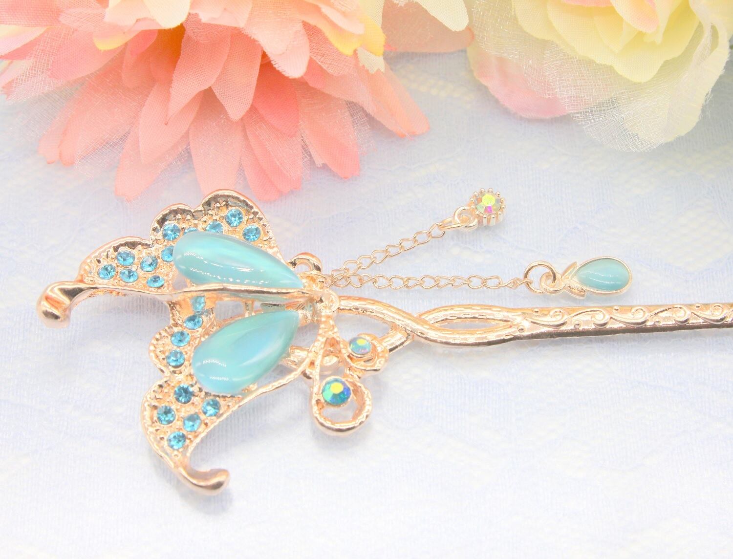 かんざし 一本 和装 アンティーク 髪飾り 蝶 花 フラワー ちょう