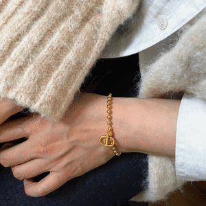 18k initial CD dot chain bracelet【 2color 】No.B006