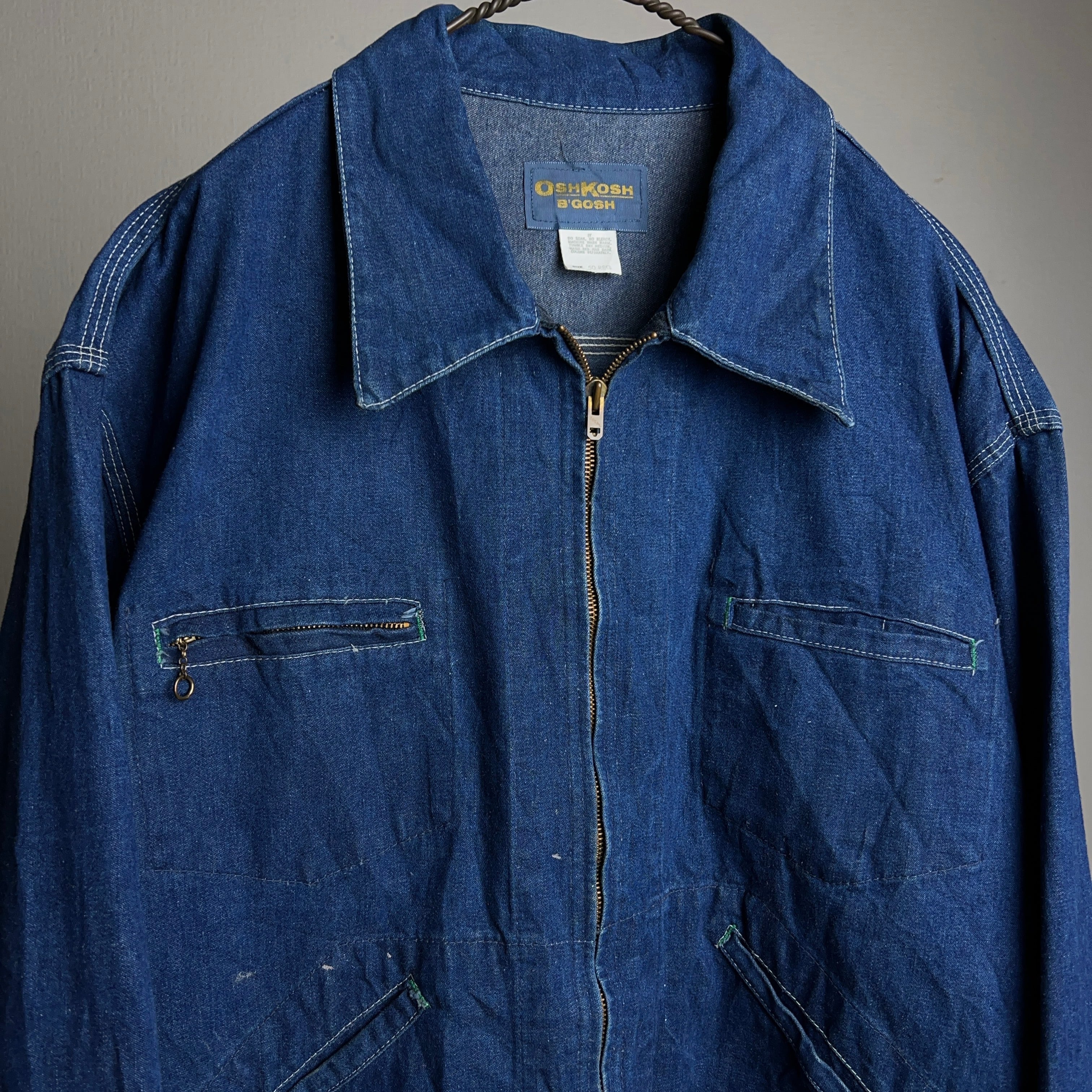 70's~80's OSHKOSH B'GOSH ZIP UP DENIM JACKET SIZE 50 70 70's~80's OSHKOSH B'GOSH ZIP UP DENIM JACKET SIZE 50 70