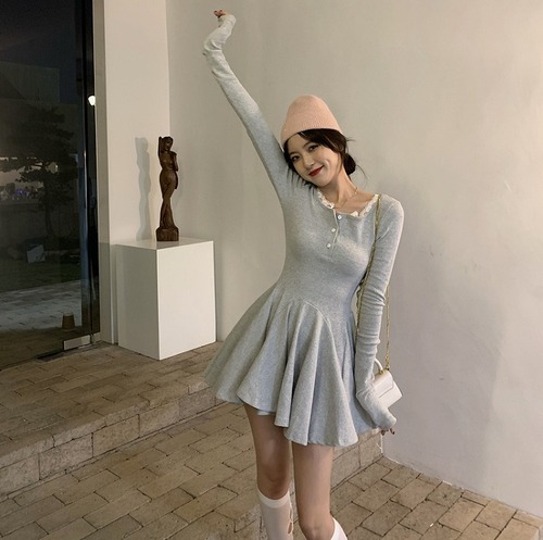 【大きいサイズM-4XL】ファッション/人気ワンピース♪ブラック/グレー2色展開◆sbetmt-172997