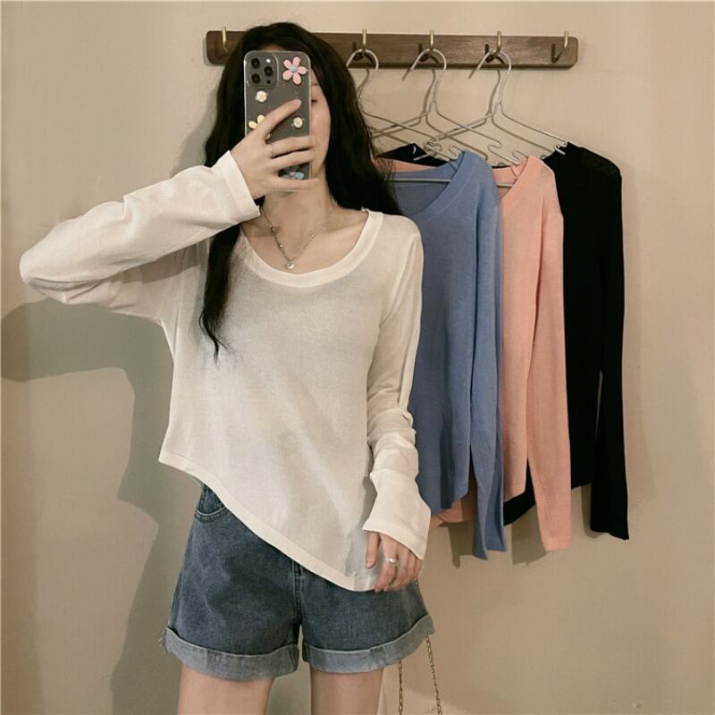 ニットセーター サマー薄手シャツ ルーズブラウス ロング 夏物 1号婦人5925203170