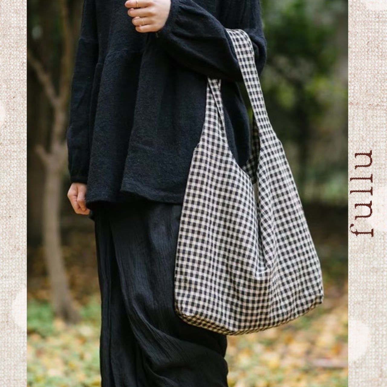 ギンガムチェック ワンショルダートートバッグ fu0963