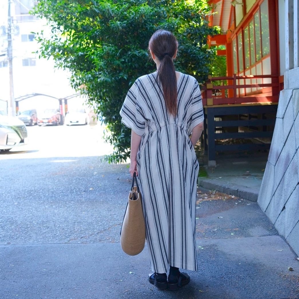 WONDER FULL LIFE(ワンダフルライフ) NEO KAFTAN DRESS native stripe