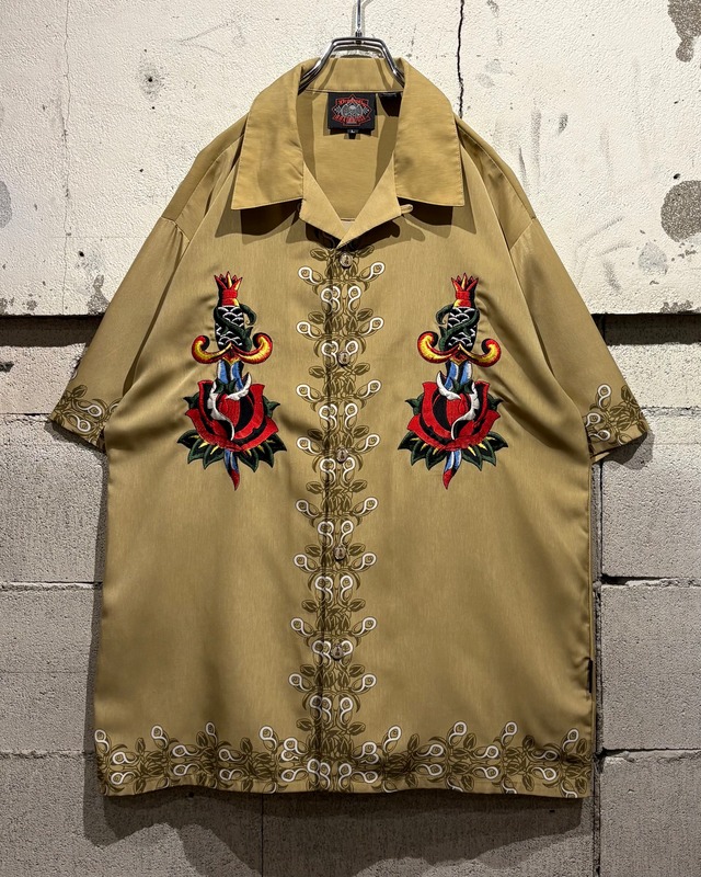 【Caka otto】American Traditional Art Embroidery Vintage Loose S/S Shirt