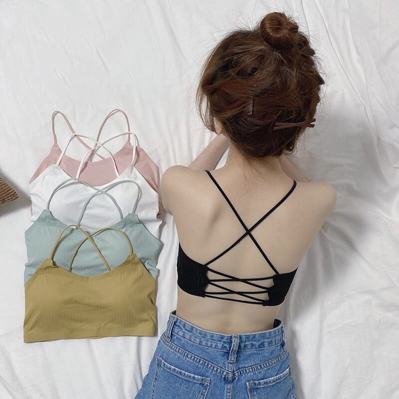 サマーストラップレスバックリング トップス ショート レッド 夏物 指輪 試着室78645839822