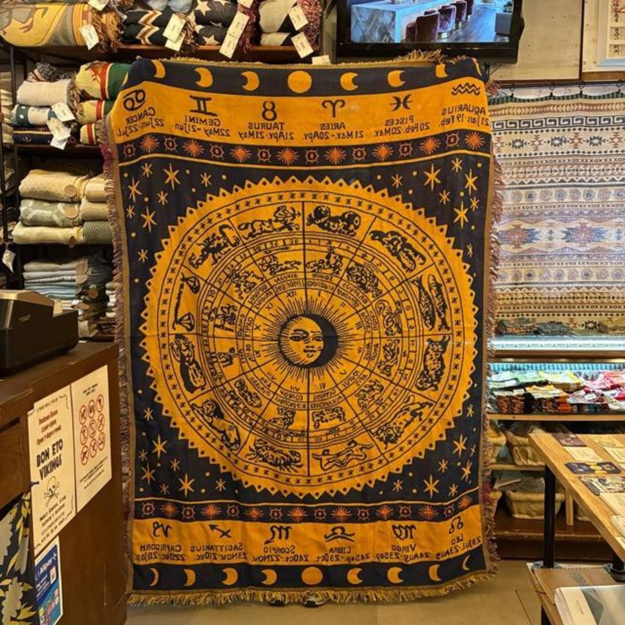 TOPANGA Homefurnishing Horoscope throwket 130×180cm　ホロスコープスローケット　12星座　ボヘミアン　ソファカバー　ベッドカバー　ブランケット　カーテン