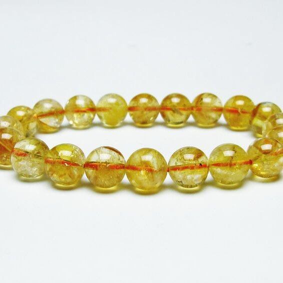 シトリンクォーツ ブレスレット 虹入り 10mm シトリン ブレス 一点物 メール便可 [M便 1/10] 111-46098