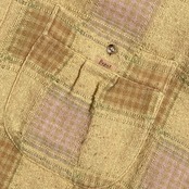 Papas パパス チェック柄 パッチワーク風 長袖 ネルシャツ 52 LL /イエローベージュ系 メンズ ビンテージ