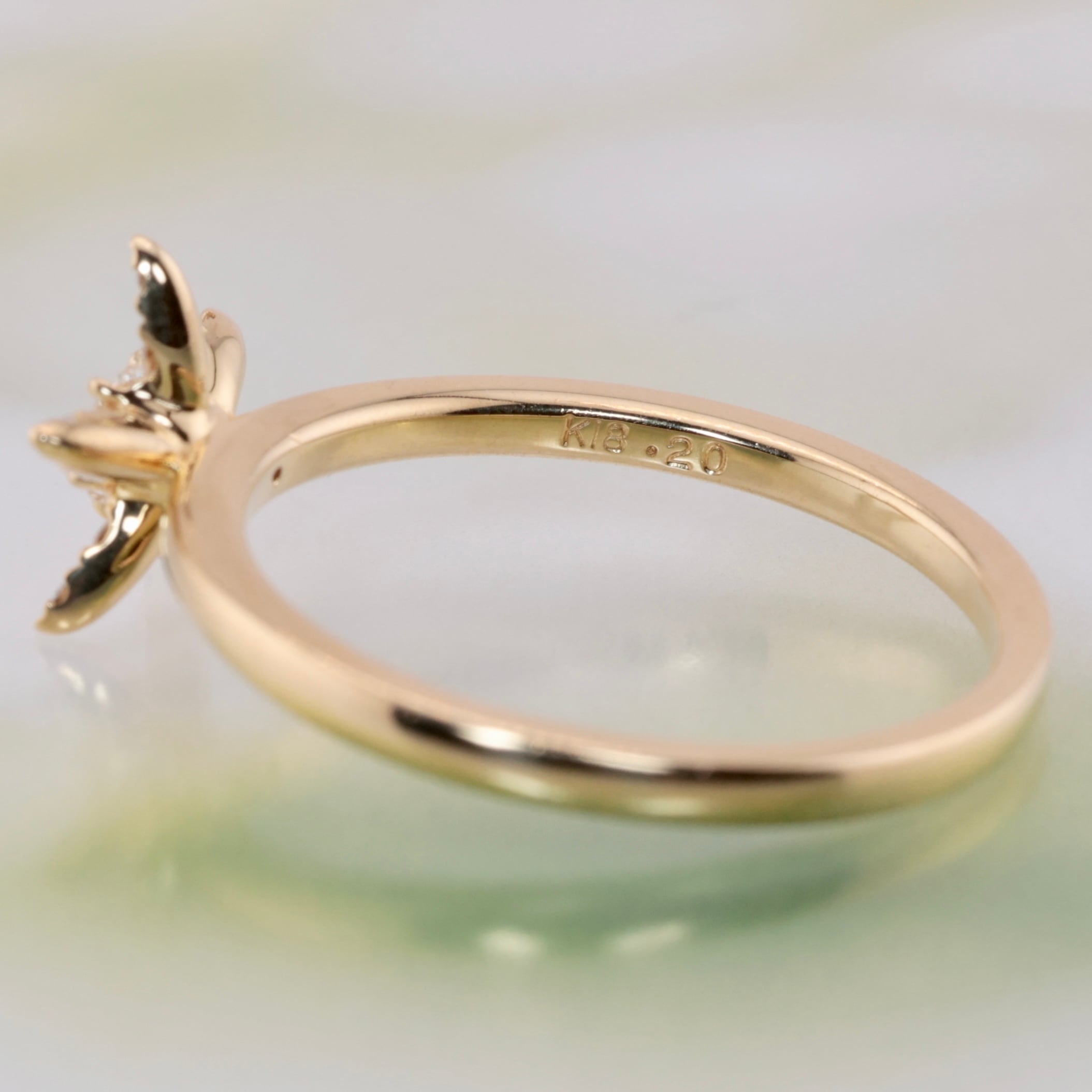 K18 ラザール ダイヤモンド リング 0.20ct 花 フラワー 750 YG