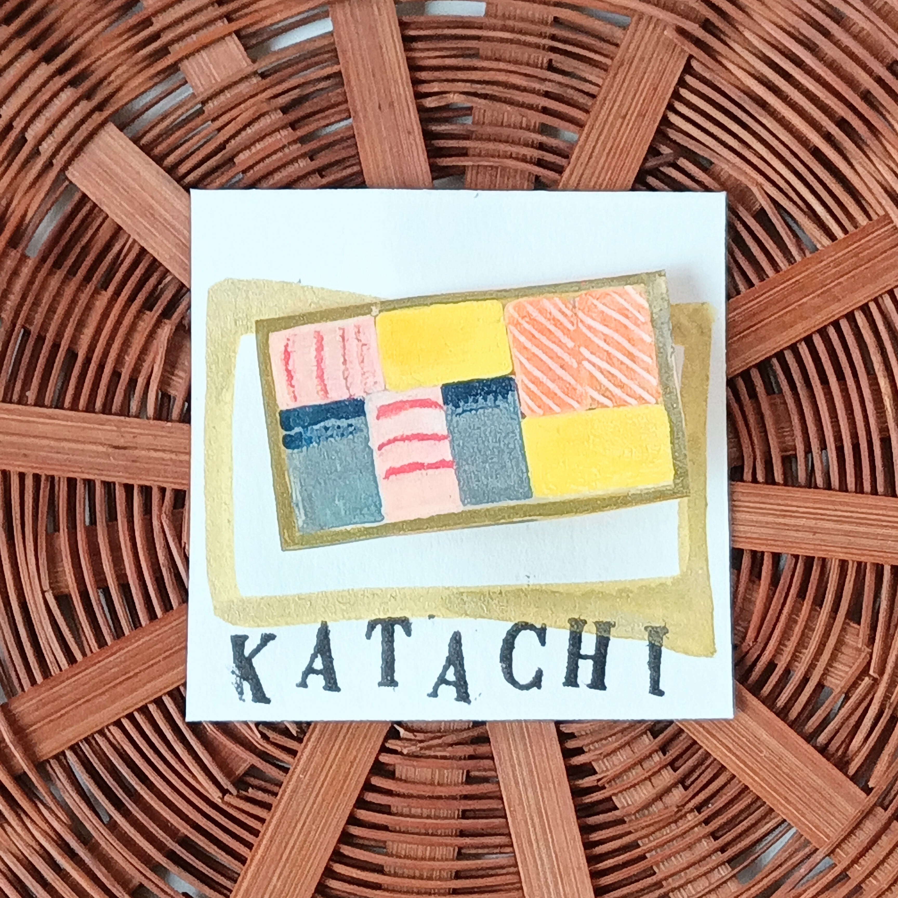 ヘンテコ ブローチ 「箱寿司」 寿司 お寿司 手描き 一点もの 郷土料理