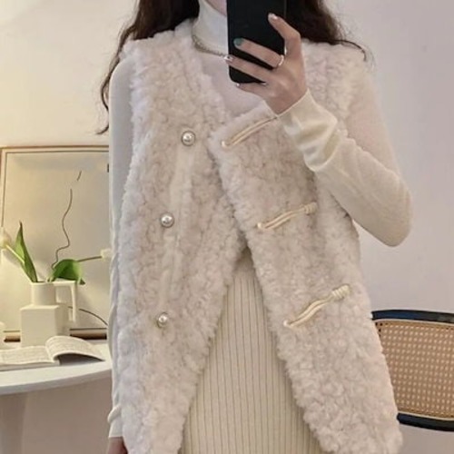 冬アウター 冬物新作 ラムズウールウエストコート かわいい 百掛け ファーキャンバス ジャケット ジャケット