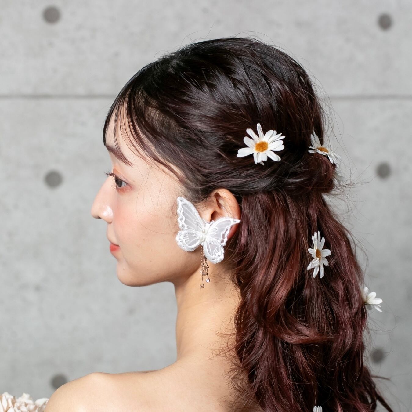 E-217 ウェディング アクセサリー【バタフライ タッセル イヤリング or ピアスより選択】