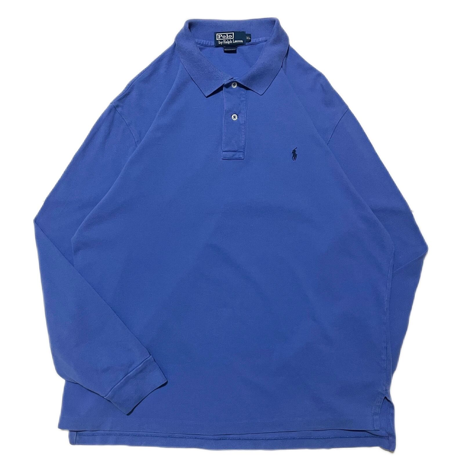 【Ralph Lauren】ラルフローレン ロングスリーブポロシャツ 鹿の子 ブルーパープル 長袖 ビッグサイズ