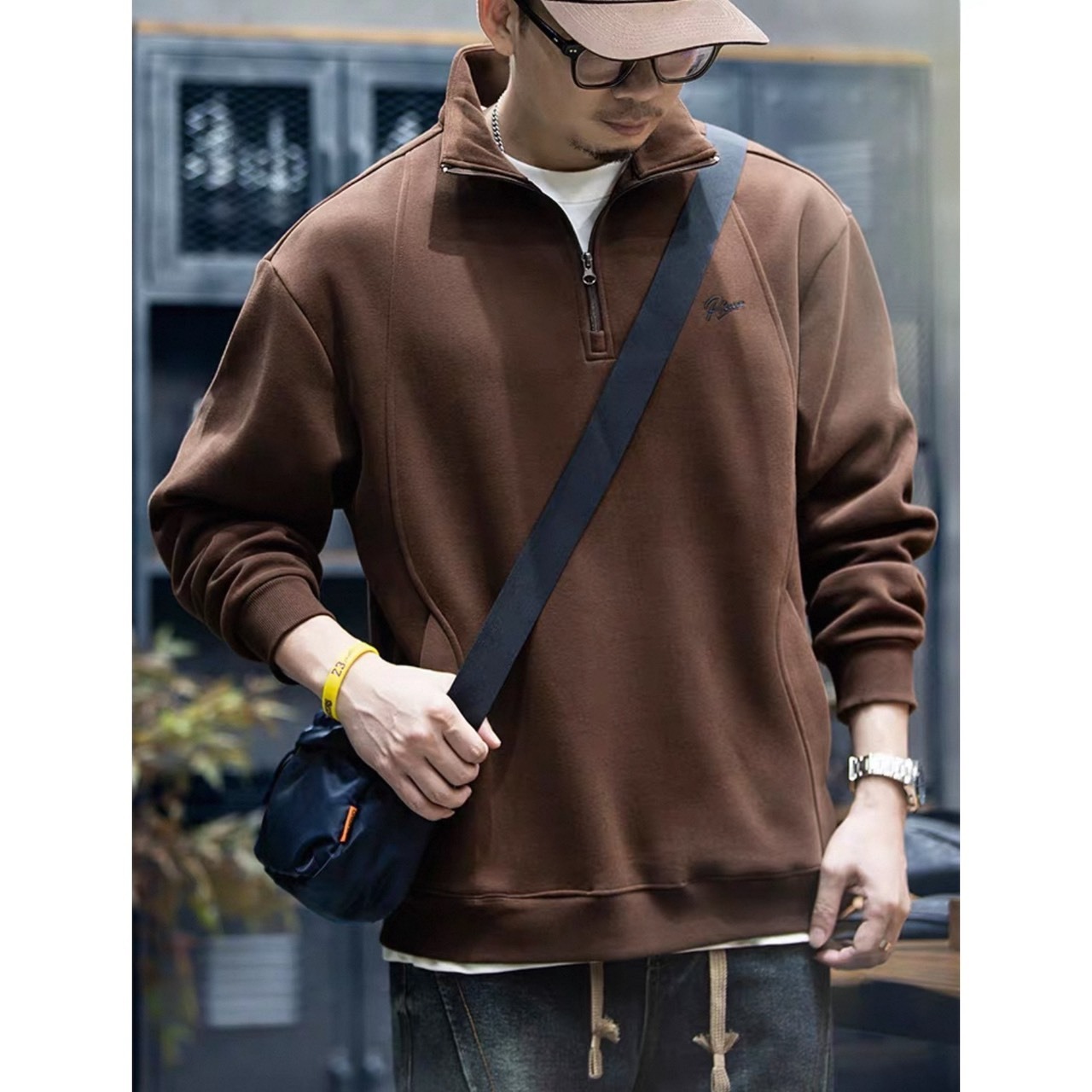 Stand collar zip pullover 1528 - 6
