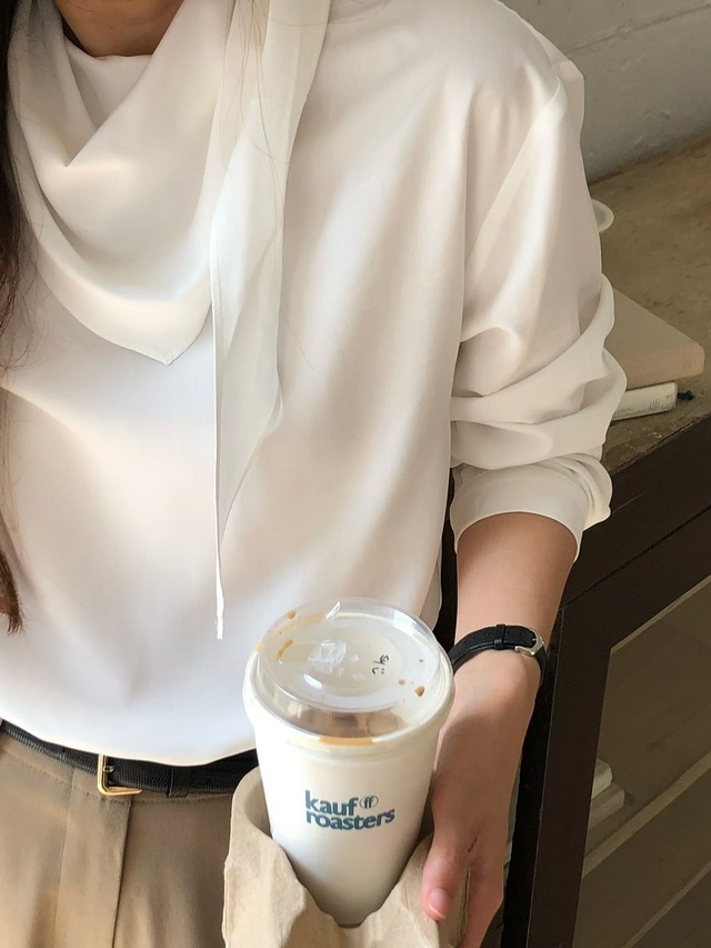 (予約) verveine / Luna peach tencel scarf blouse 2color