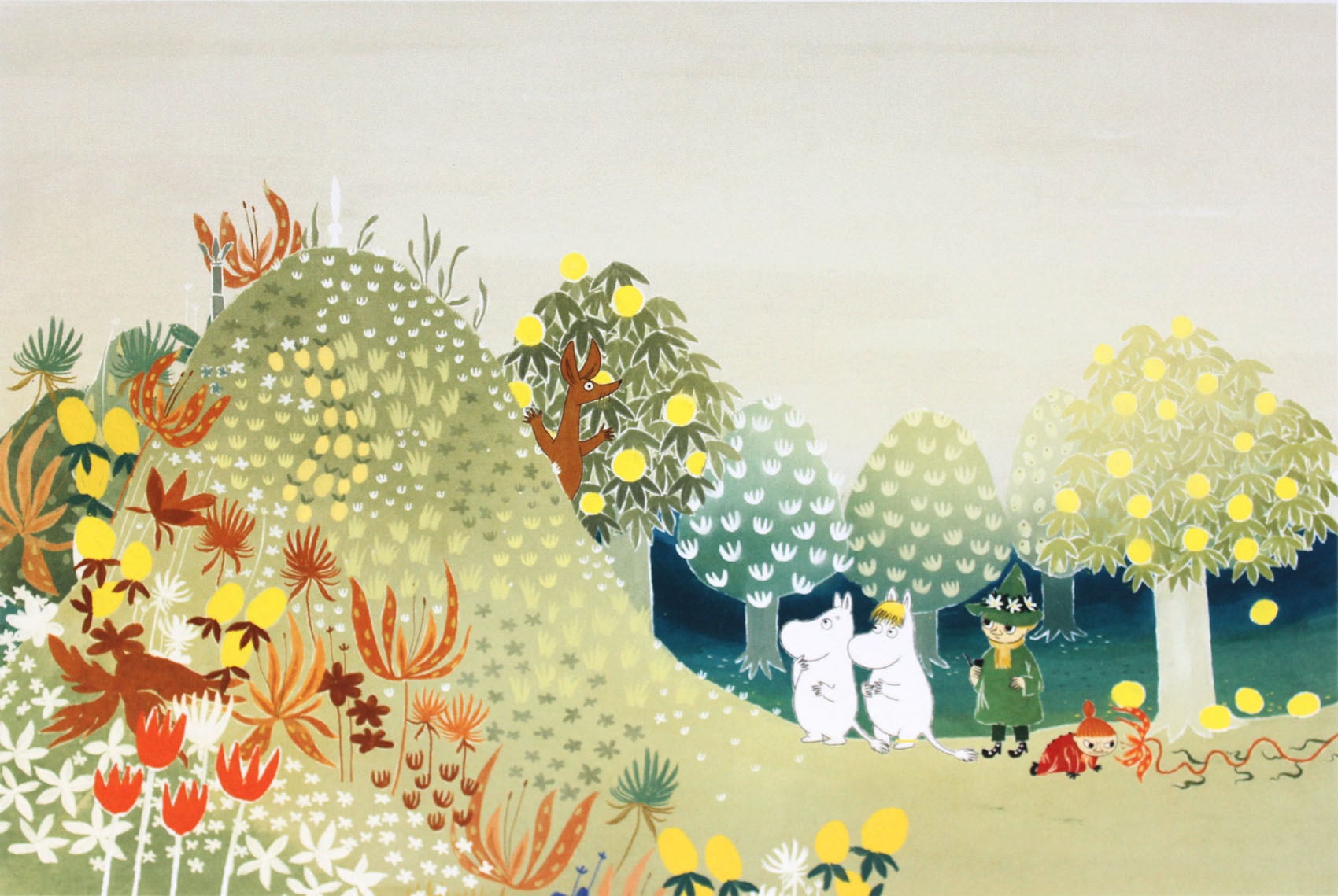 ムーミン 北欧 Postery 「ムーミン谷のジャングル」送料無料 フレーム 展示用フック付アートポスター 絵画 インテリア アート