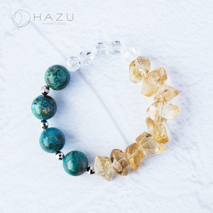 自然と富を呼ぶ大粒の光［クリソコラ／シトリン／水晶］