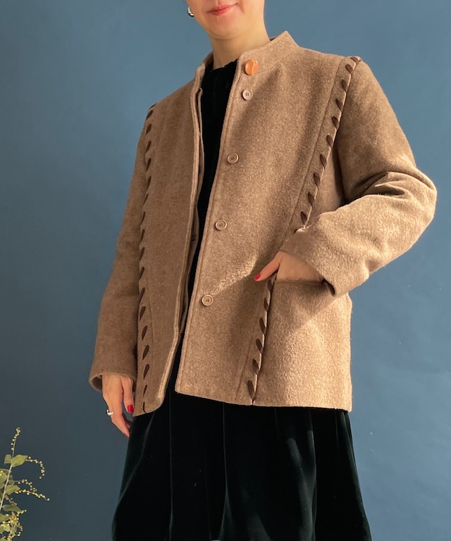 【送料無料】Beige wool jacket coat