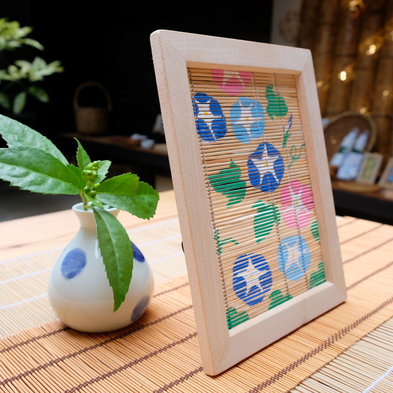 朝顔すだれ インテリアART】すだれアートパネル朝顔 | 町家キュレーション おもやい