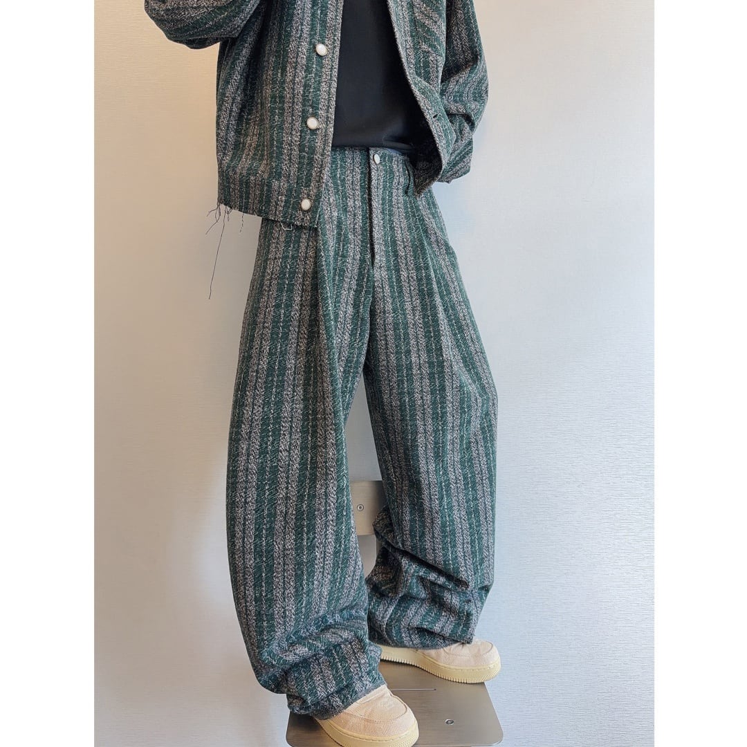 dannyandzeeチェックツイードストレートカジュアルパンツ