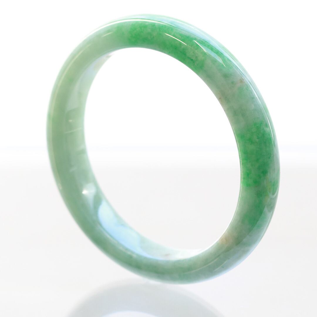 内径 約58.5mm 】重厚感ある翡翠のバングル komaru/ green A貨翡翠