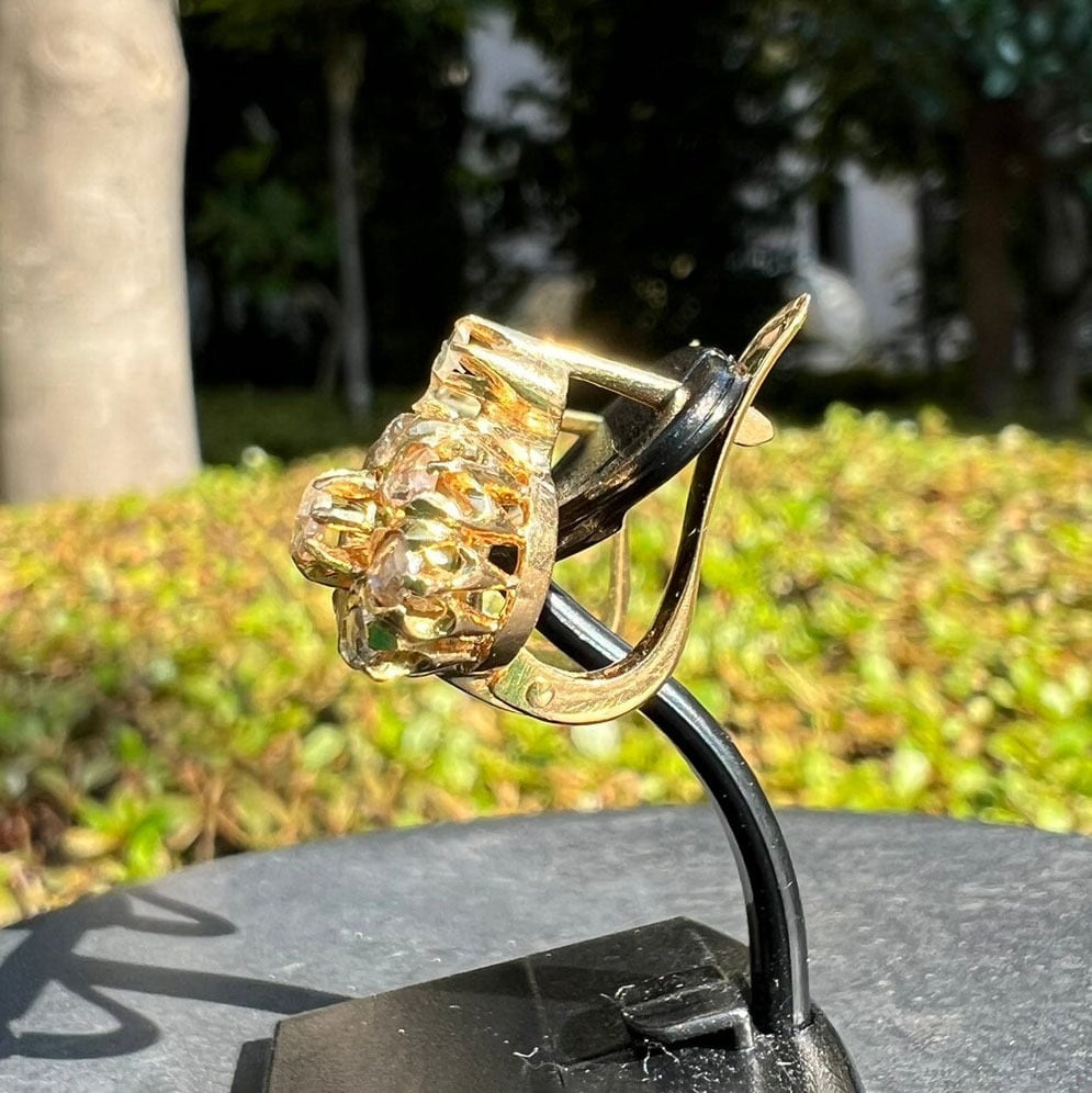 フランス アンティーク ドルムーズ ピアス 1800年後半頃 K18 ローズ