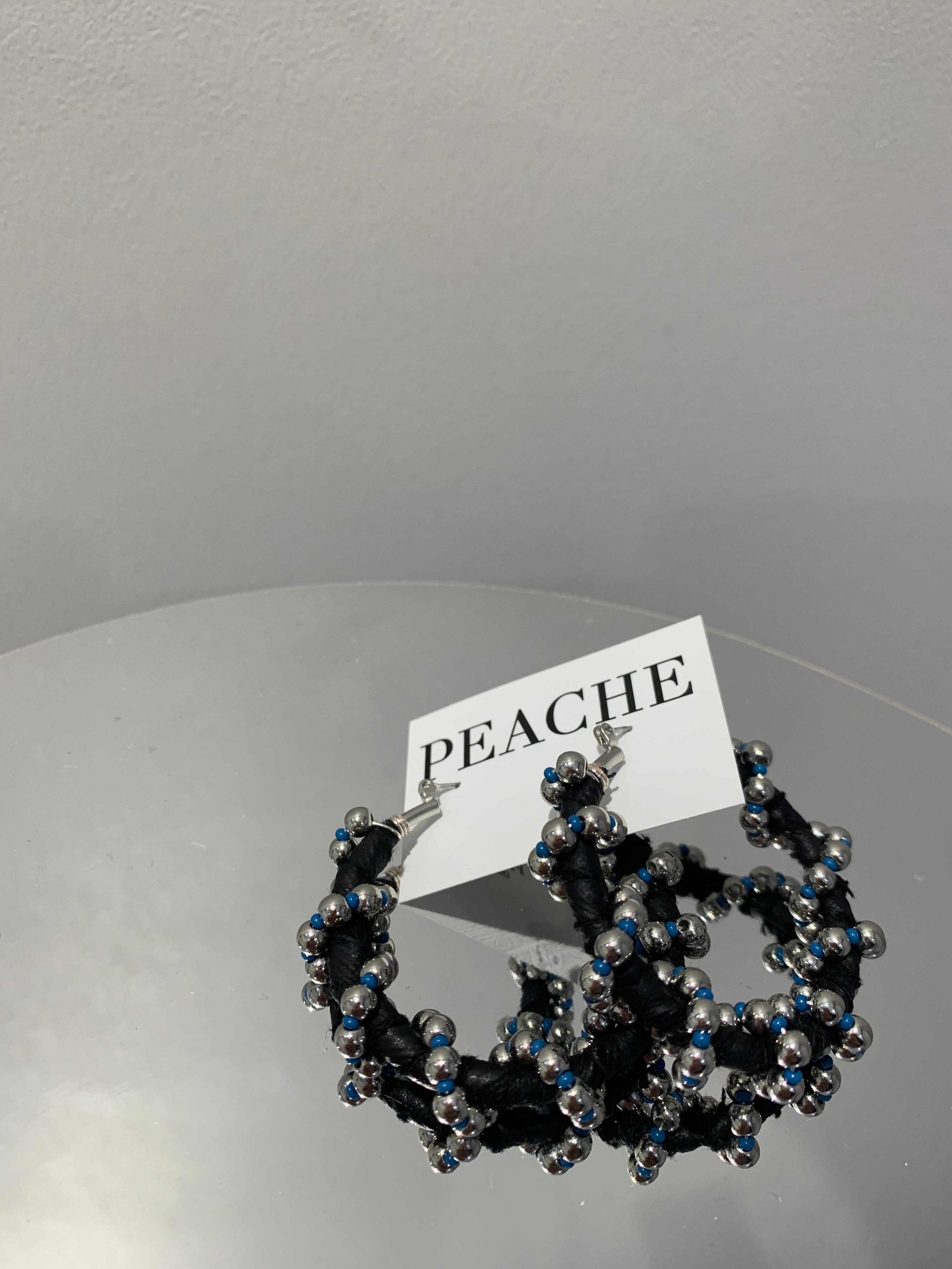 black leather hoop the loop 4cm