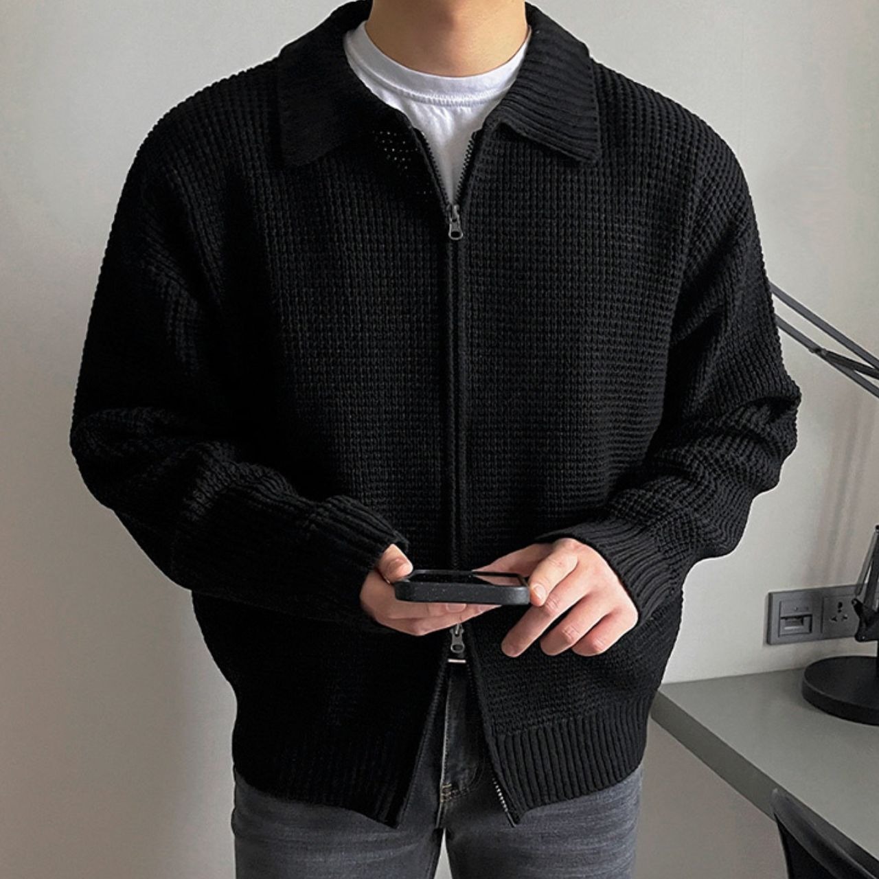 ラペルジップアップニット　MT0080315