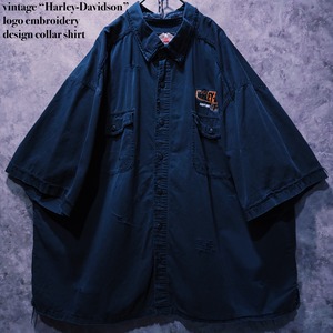 【doppio】vintage “Harley-Davidson” logo embroidery design collar shirt