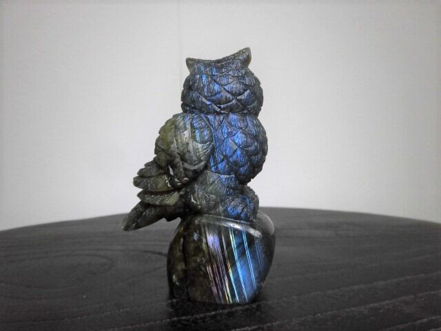 福を呼ぶ【送料無料】【高品質】ラブラドライトふくろう　no.2