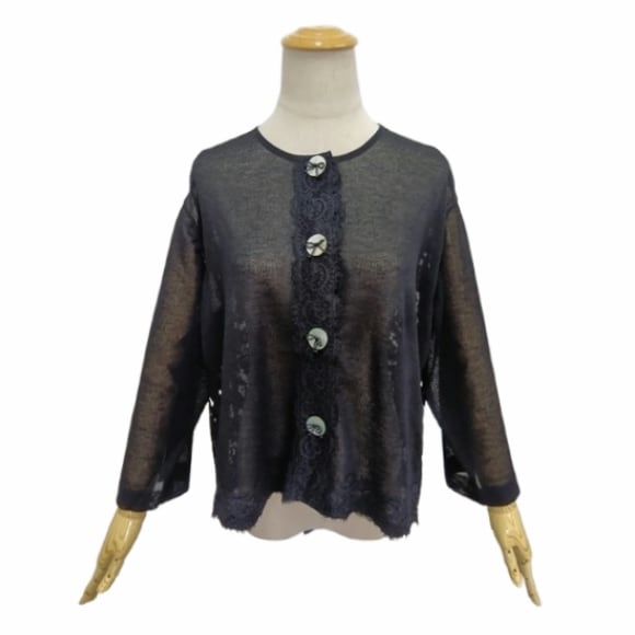 スーパービューティー レースカーディガン 透け感 シアーカーディガン 花柄レース 春夏 2511039 ブラック 2025年春夏 オーラボー 大人かわいい服 キレイメ Super Beauty レディース アパレル