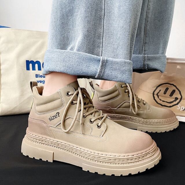 予約販売】 スニーカー ハイカット シューズ メンズ 厚底 編み上げ