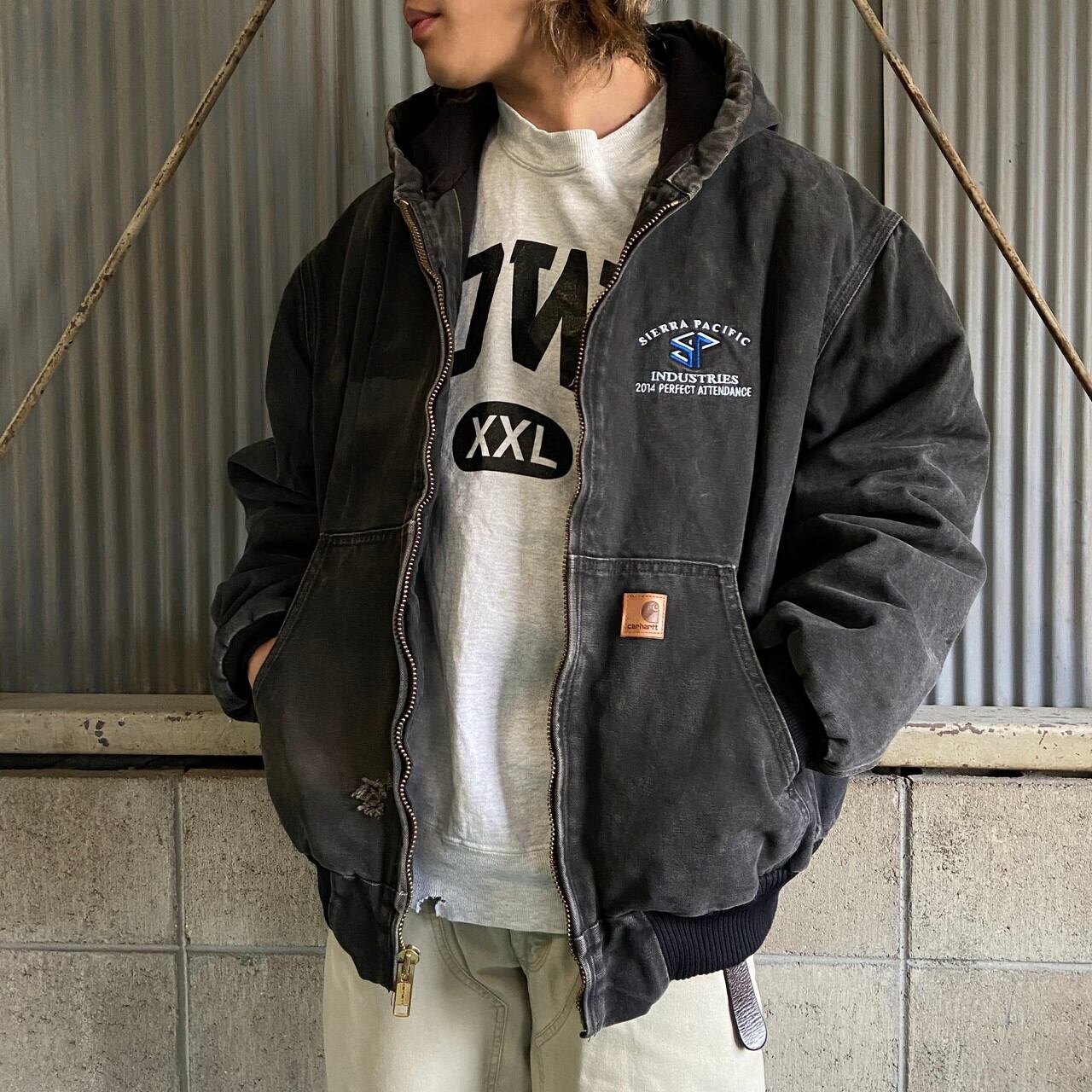 Carhartt カーハート パーカー フルジップ 肉厚 4XL ネイビー-