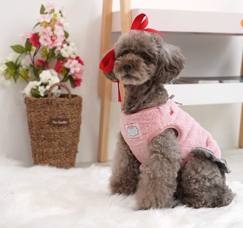 【SALE】チェリーフリースワンピース S~2XL / 犬の服 犬服 ペット洋服 ドッグウェア ペット用品 小型犬 中型犬 onepiece20