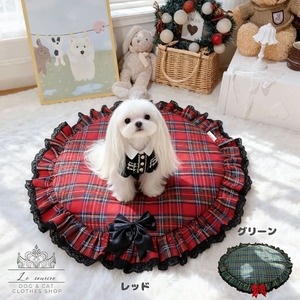 予約【№B07053】Ｍサイズ　ギンガムチェック　サークルカフェマット 2カラー（73cm※フリル含む）